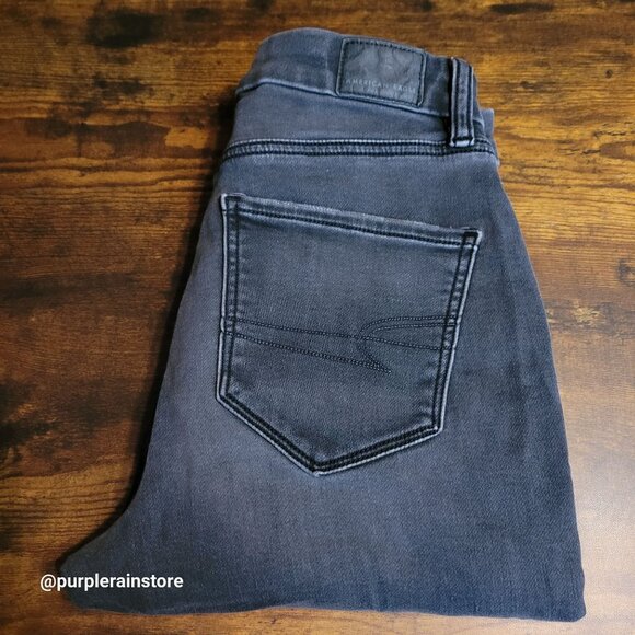 American Eagle Jeans 2 R Curvy Super Hi Rise Jegging Next Level Stretch Black - Picture 3 of 13
